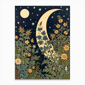 William Morris Moon And Flowers 29 Canvas Print