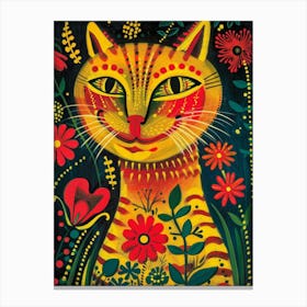 Cat In Flowers 10 Canvas Print