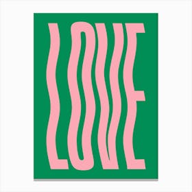Love wavy text (Green & Pink tone) Canvas Print