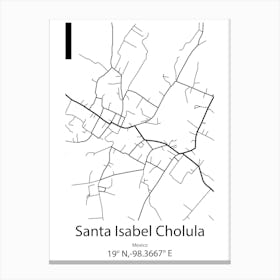 Santa Isabel Cholula,Mexico Minimalist Map Canvas Print