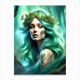 Mermaid In The Forest Canvas Print