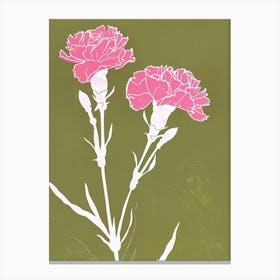 Pink & Green Carnation 1 Canvas Print