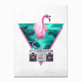 Miami Flamingo A3 Canvas Print