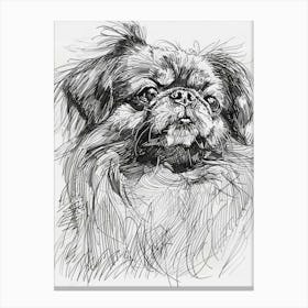 Pekingese Dog Line Sketch 1 Canvas Print