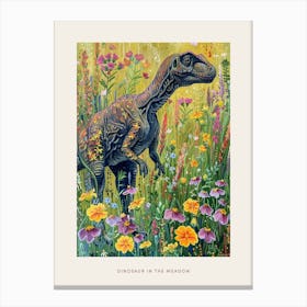 Dinosaur In The Meadow Painting 3 Poster Canvas Print