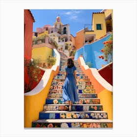 Colorful Stairs In Sardinia Canvas Print