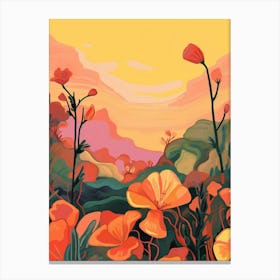 Boho Wildflower Painting Evening Primrose 3 Canvas Print