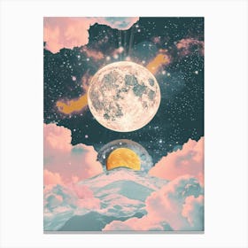 Moon And Clouds univers Canvas Print