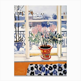 The Windowsill Of Stockholm   Sweden Snow Inspired By Matisse 4 Canvas Print