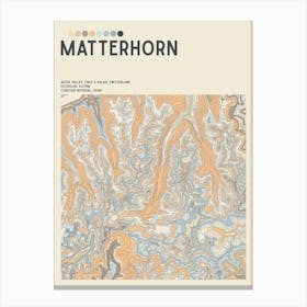 Matterhorn Italy Switzerland Topographic Contour Map Canvas Print