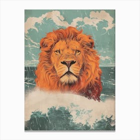 African Lion Facing A Storm Illustration 1 Canvas Print