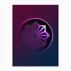Geometric Neon Glyph on Jewel Tone Triangle Pattern 190 Canvas Print