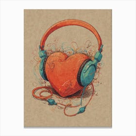 Heart With Headphones 1 Canvas Print