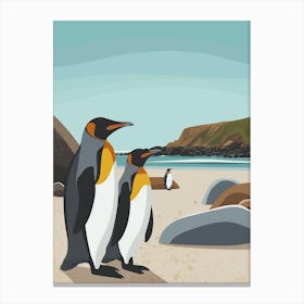 King Penguin Boulders Beach Simons Town Minimalist Illustration 1 Canvas Print