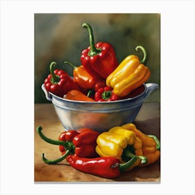 Peppers In A Bowl Canvas Print