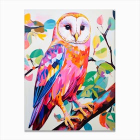 Colourful Bird Painting Barn Owl 4 Canvas Print