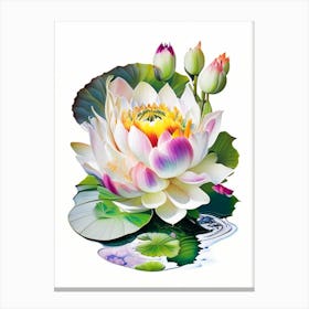 Blooming Lotus Flower In Pond Decoupage 2 Canvas Print