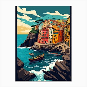 Riomaggiore, Italy Travel Poster Vintage Canvas Print