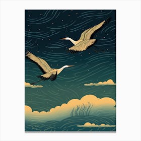 Two Cranes Flying In The Sky Canvas Print