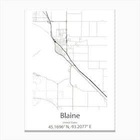 Blaine,United States Minimalist Map 1 Canvas Print