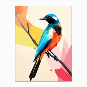 Colourful Geometric Bird Magpie 6 Canvas Print
