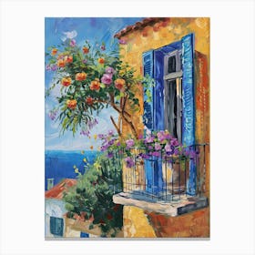 Balcony Painting In Paphos 2 Canvas Print