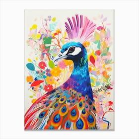 Colourful Bird Painting Peacock 1 Canvas Print