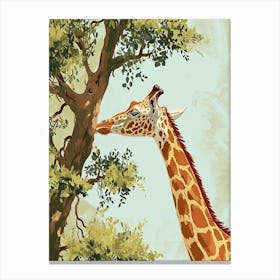 Giraffe Reaching Up To The Leaves 2 Canvas Print