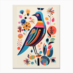 Colourful Scandi Bird Partridge 2 Canvas Print