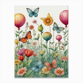 Butterflies And Flowers Canvas Print