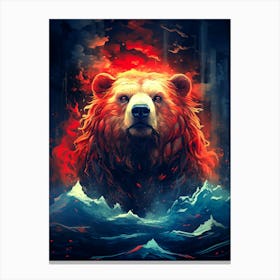 Bear In The Water Canvas Print