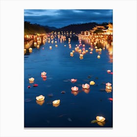 Lanterns Floating In The Water Canvas Print