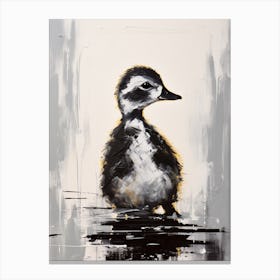 Black & White Impasto Painting Of A Duckling 4 Canvas Print