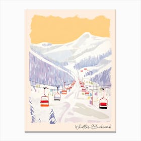 Poster Of Whistler Blackcomb   British Columbia, Canada, Ski Resort Pastel Colours Illustration 1 Canvas Print