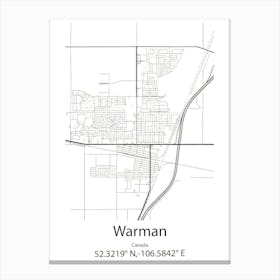 Warman,Canada Minimalist Map Canvas Print