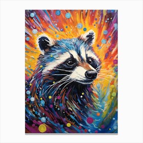A Swimming Raccoon Vibrant Paint Splash 3 Canvas Print