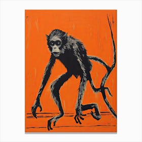 Spider Monkey, Woodblock Animal Drawing 1 Canvas Print