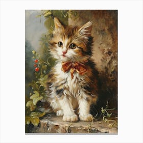 Kitten With Bow Rococo Inspired 4 Canvas Print