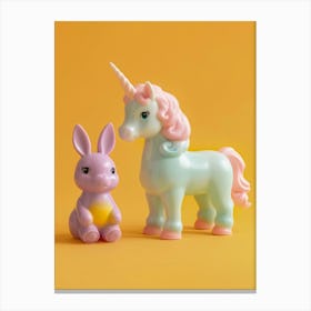 Pastel Toy Unicorn & Toy Bunny 2 Canvas Print