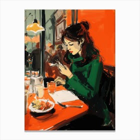 Girl At The Cafe Canvas Print