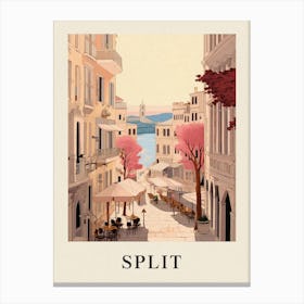 Split Croatia 1 Vintage Pink Travel Illustration Poster Canvas Print