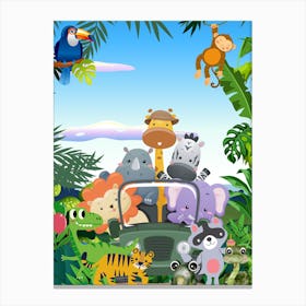 Wild Animals In The Jungle Canvas Print