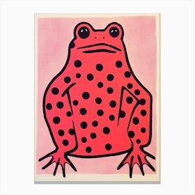Pink Polka Dot Frog 3 Canvas Print