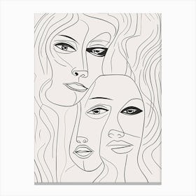 Faces In Black And White Line Art Clear 8 Leinwandbilder