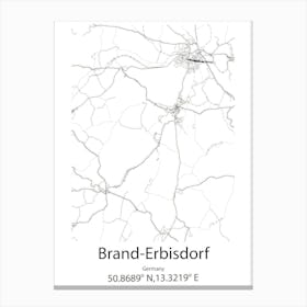 Brand Erbisdorf,Germany Minimalist Map Canvas Print