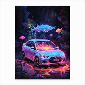 Car With Fishes Canvas Print