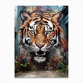 Tiger Art In Street Art Style 1 Canvas Print