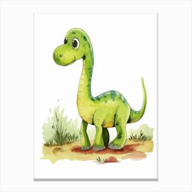 Cute Cartoon Amargasaurus Dinosaur 4 Canvas Print