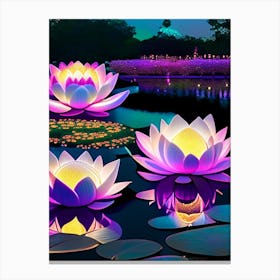 Lotus Flowers In Park Holographic 2 Canvas Print