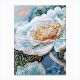 Lotus Flower Embroidery 2 Canvas Print